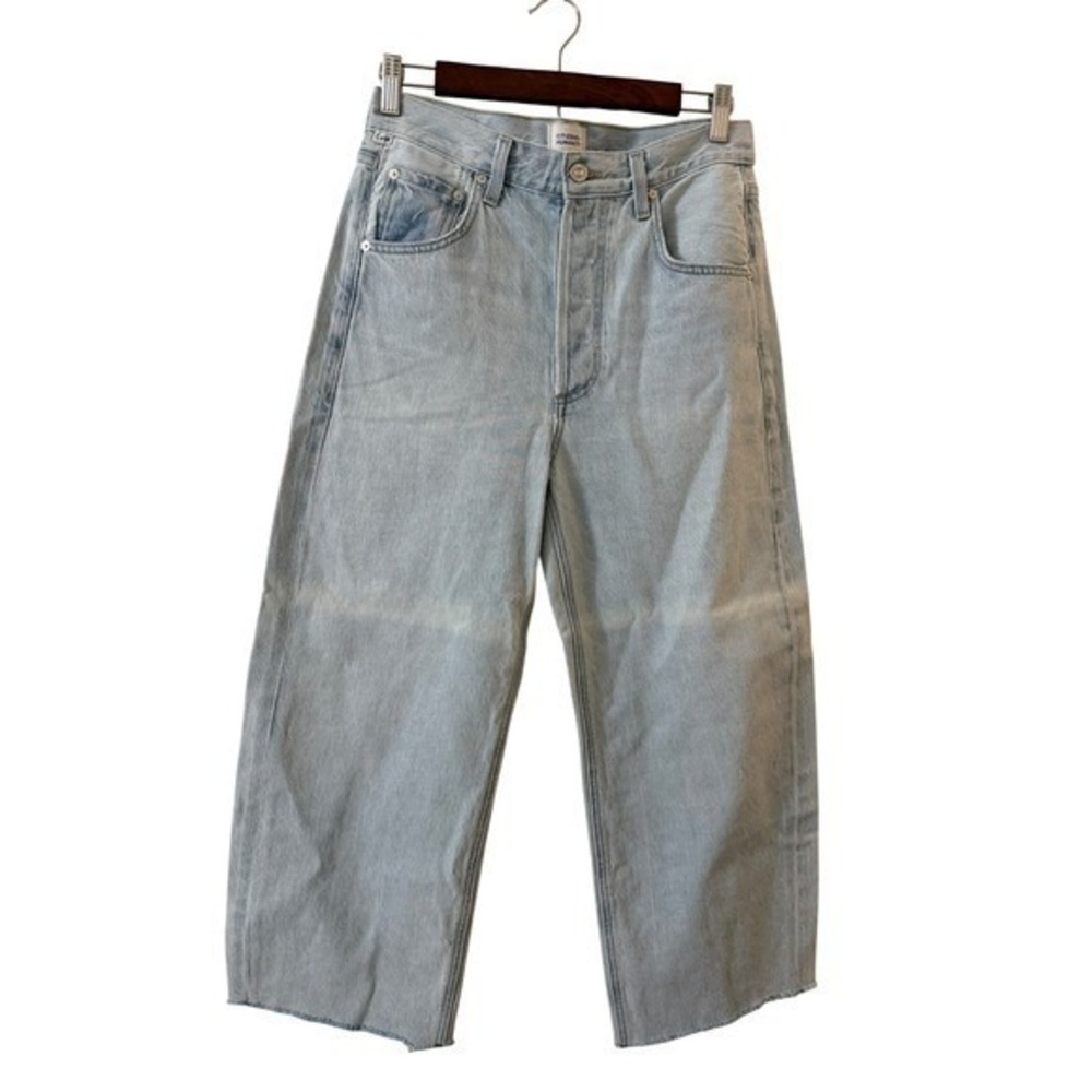 Citizens of Humanity Ayla Wide Leg Baggy raw hem light wash jeans sz 25 NWOT